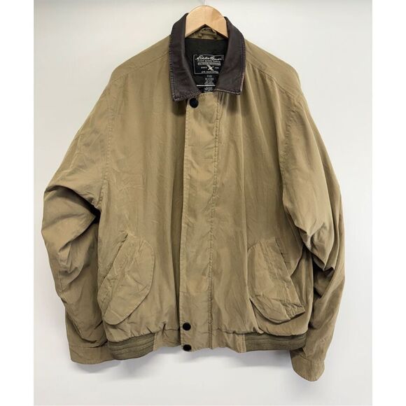 Eddie Bauer Jacket Size Tall Large Insulated Bomber Leather Collar Outdoors VTG‎ - Picture 5 of 8